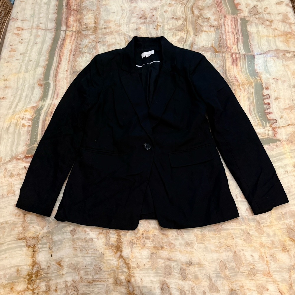 LOFT Black One‎ Button Blazer Women's Size 2 Career Office Jacket